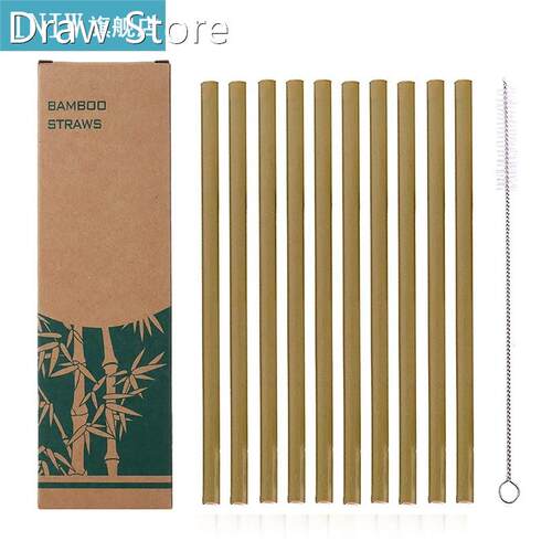 10Pcs/Set 8inch Bamboo Straw Reusable Drinking Straws with