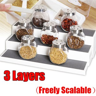 Adjustable 3 Tier Shelf Jar Rack Holder Cupboard Organiser S