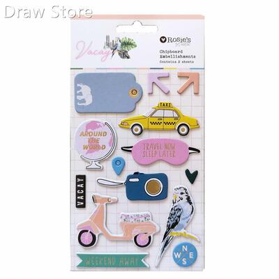 CRZCrafter Chipboard Stickers Embellishments Foil Design Se