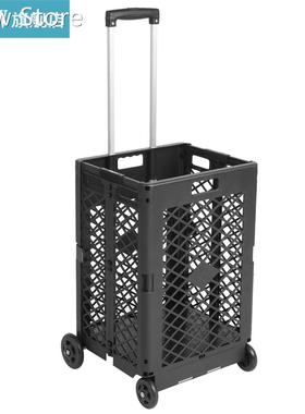 4 Wheels Mesh Rolling Utility Cart Folding Collapsible Hand