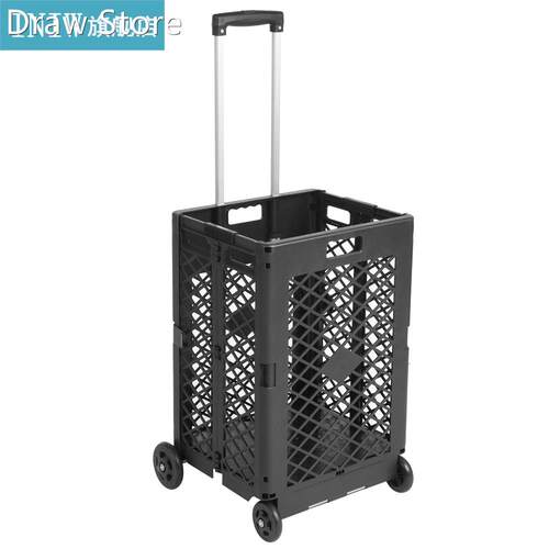 4 Wheels Mesh Rolling Utility Cart Folding Collapsible Hand