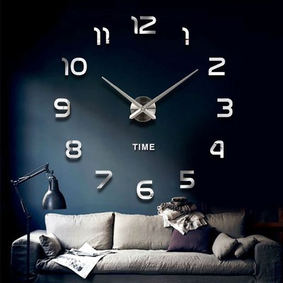 European Fashion Large Wall Clock Sticker 3D Acrylic Digital