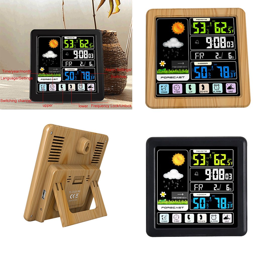Full-Touchh Wireless Meteorological Color Clock Indoor Outdo