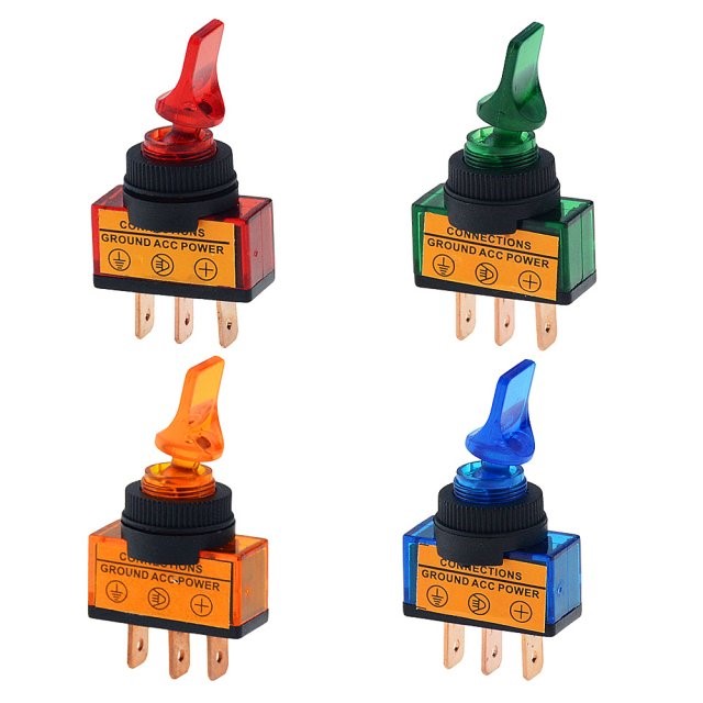 1PCS ASW-14D 12V 20A Led Illuminate Flick Rocker Button Togg
