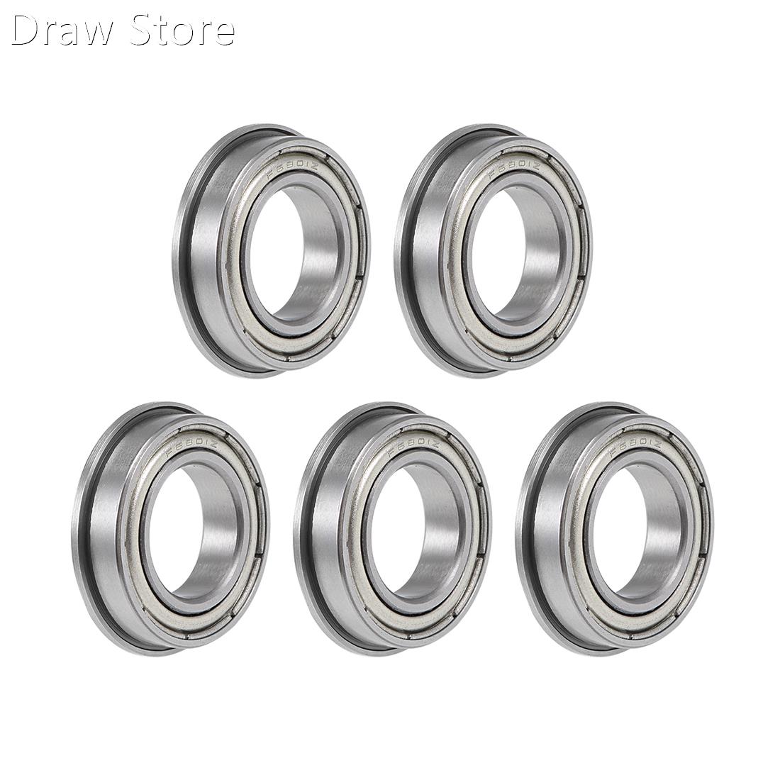 5pcs F6801ZZ Flange Ball Bearing 12x21x5mm Shielded Chrome B