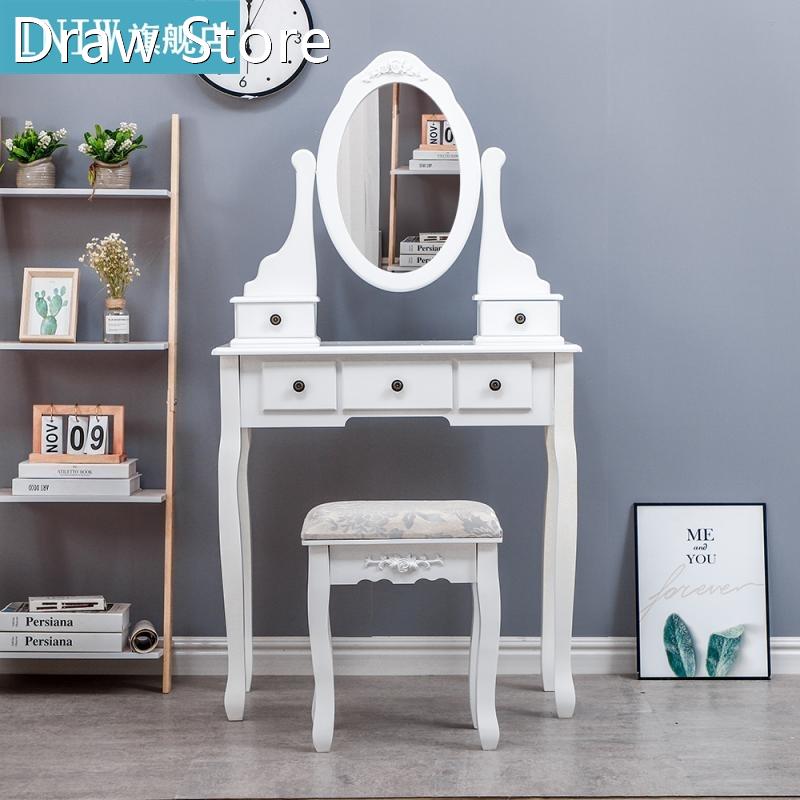 Dressing Table Setting With Mirror Stool Retro Dressing Tabl