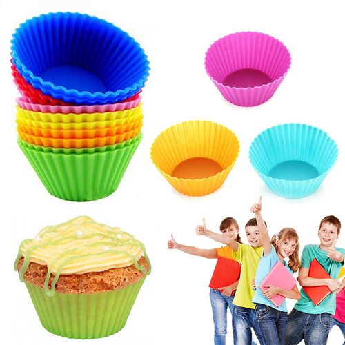 12pcs/lot Muffin Cupcake Mould Round Shape Silicone Cupcake