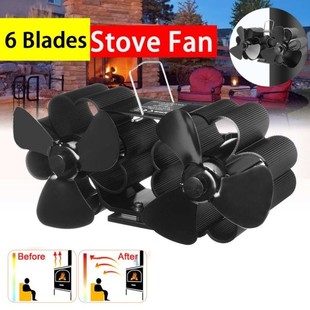 Black Powered Stove Heat Hanging Blades Fireplace Wall