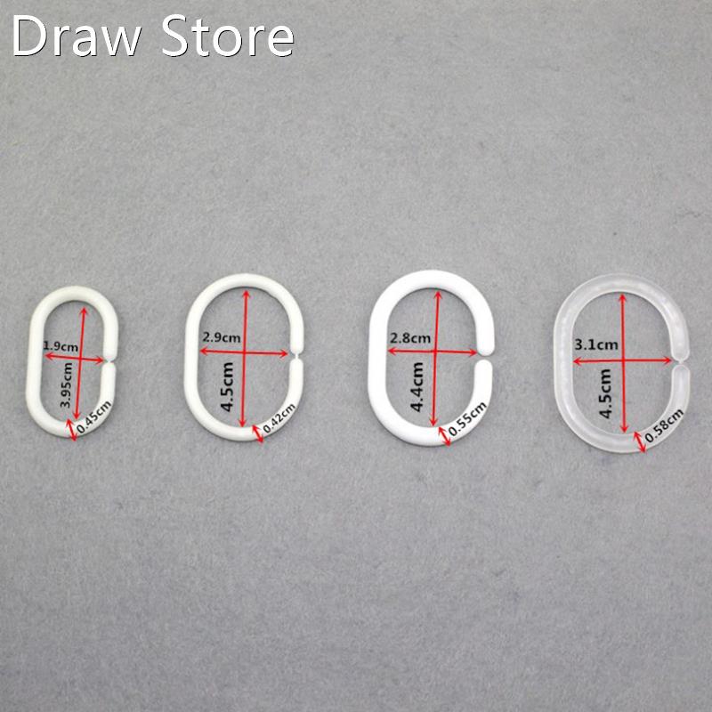 12PCS/lot White Transparent Plastic C Shape Bath Drape Showe