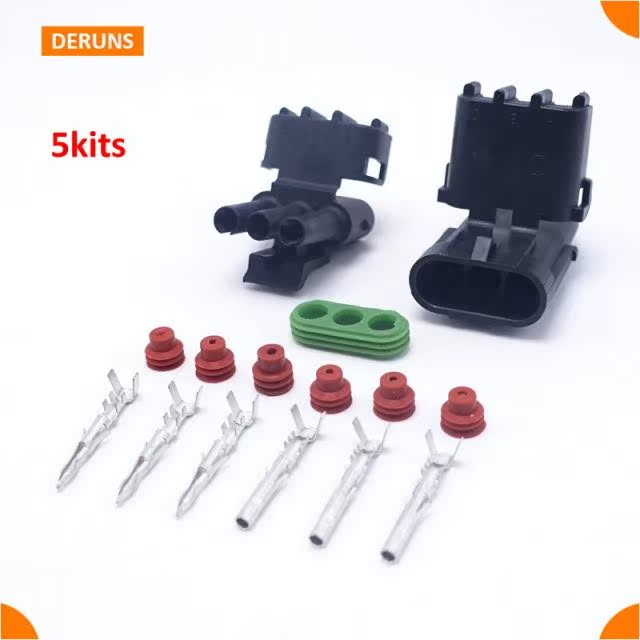 New Brand 5Sets Kits 3 Pin/Way Delphi Waterproof Seal Electr