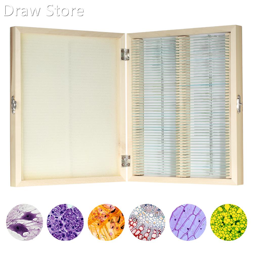 KKmoon 100pcs/set Prepared Microscope Slides Animal Plants I