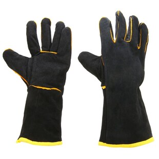 1 Pair Leather Welding Protection Gloves Heavy Duty Black Mi