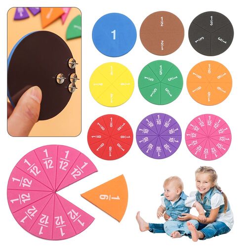51Pcs Magnetic EVA Circular Numbered Fractions Mathematics T