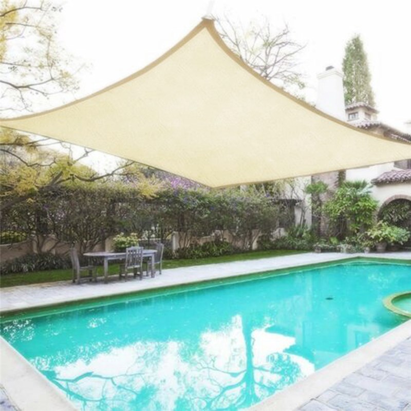Waterproof 300D Gray Square Rectangle Shade Sail Garden Terr