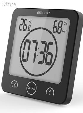 LCD Screen Digital Wall Clock Bathroom Temperature Humidity
