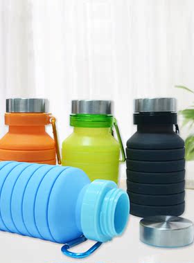 1Pc Portable Silicone Retractable Folding Cup With Lid Teles