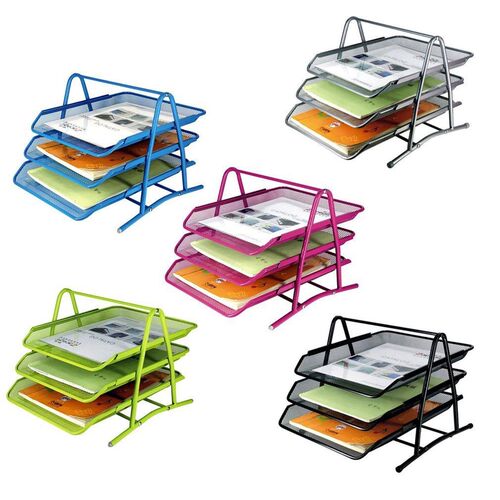 3 Tiers Metal Mesh File Organizer Document Desktop Paper Tra