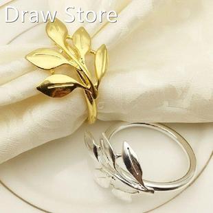 12pcs Fall Leaves Napkin Rings Gold Silver Christening