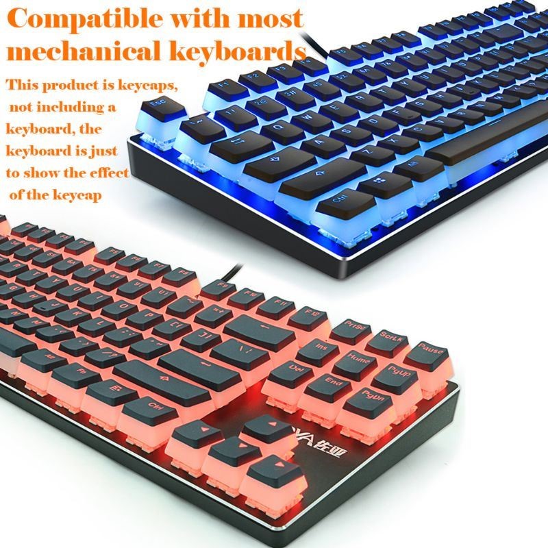 1 Set Replaceable PBT Pudding Keycaps 108 Transparent Letter