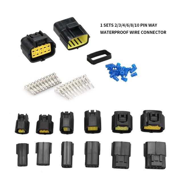 1 sets Waterproof 2/3/4/6/8/10 Pin Way Wire Connector Plug C