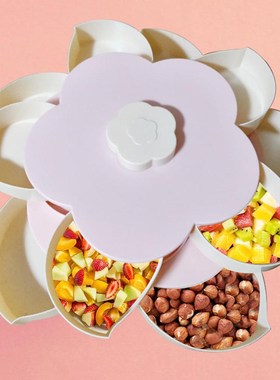 2 Tiers Snack Box Food Storage Boxes Fruit Organizer Tray Ro