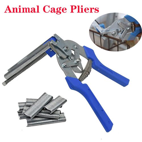 Hog Ring Plier + 600x M Clips Jaws Tool Chicken Mesh Wire Ca
