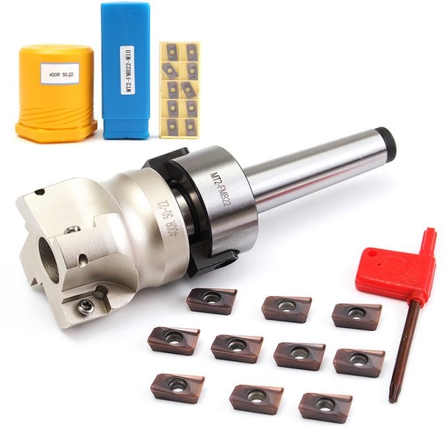 1Set Mill Cutter MT2 M10 &50mm Face End + 10pcs Carbide