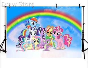 Cartoon My Little Pony Rainbow Backdrop Birthday Party for