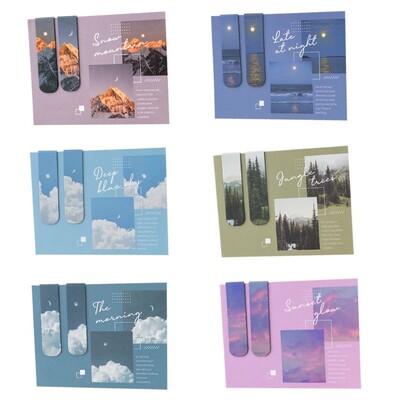 2Pcs Magnetic Bookmark Kit 6 Classic Styles Oil Landscape Pa