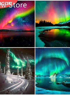 HACAN Paint By Number Lake Hand Painted Painting Night Drawi