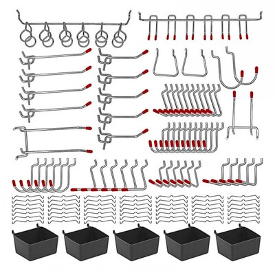 114/140 Pcs Metal Pegboard Hooks Organizer Assortment Kit Pe