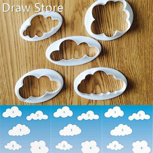 5Pcs/set Fondant Cutter Cloud Plastic Cake cookie biscuit Cu
