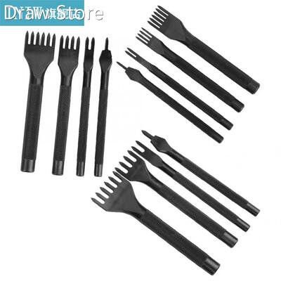 4 Pcs Prong Chisel Kit Leather Craft DIY Tool Black Electrop
