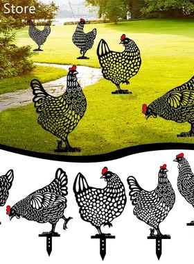 1PC Exterior Metal Hen Chicken Pecking Farm Animal Garden St