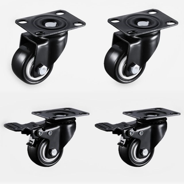 4pcs 1.5 inches 41mm Heavy Duty 180kg Black Swivel Castor Wh