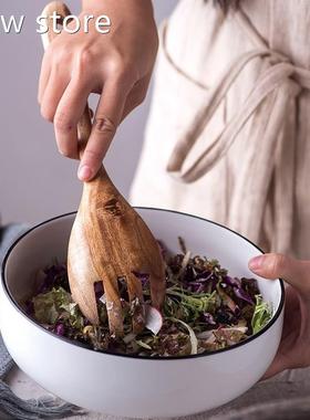 Large Kitchen CooSkin1g Spoons Natural ooWden aSlad erver Wo