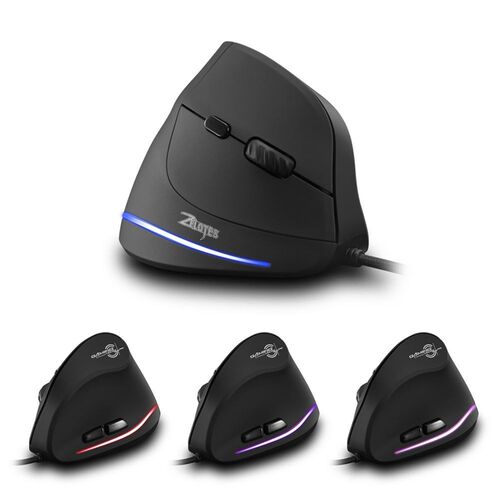 ZELOTES T20 USB Wired Vertical Optical Mouse Rechargeable Er