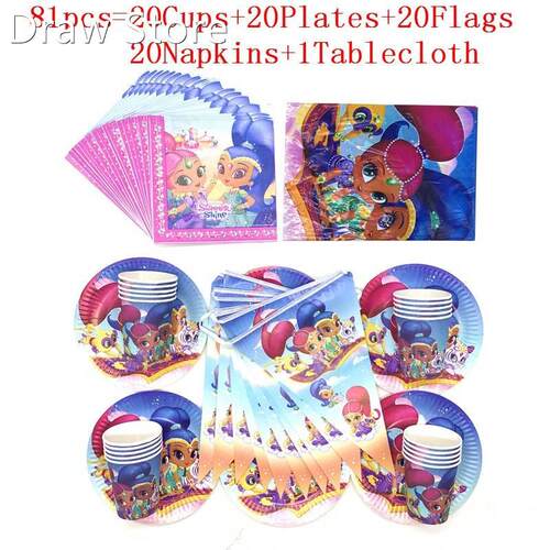 Shimmer and Shine Kids Girl Happy Birthday Party Supplies B