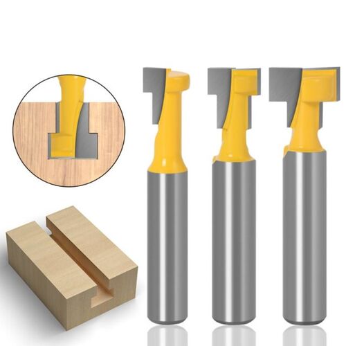3Pcs 8mm Shank T-Slot Cutter Router Bit Set Hex Bolt Key Hol