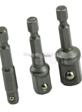 3Sizes Drill BIts Socket Adapter Set Hex Shank to 1/4