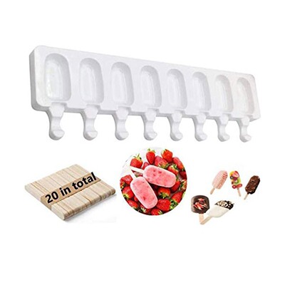 8 Cell Silicone Frozen Ice Cream Mold Juice Popsicle Maker C