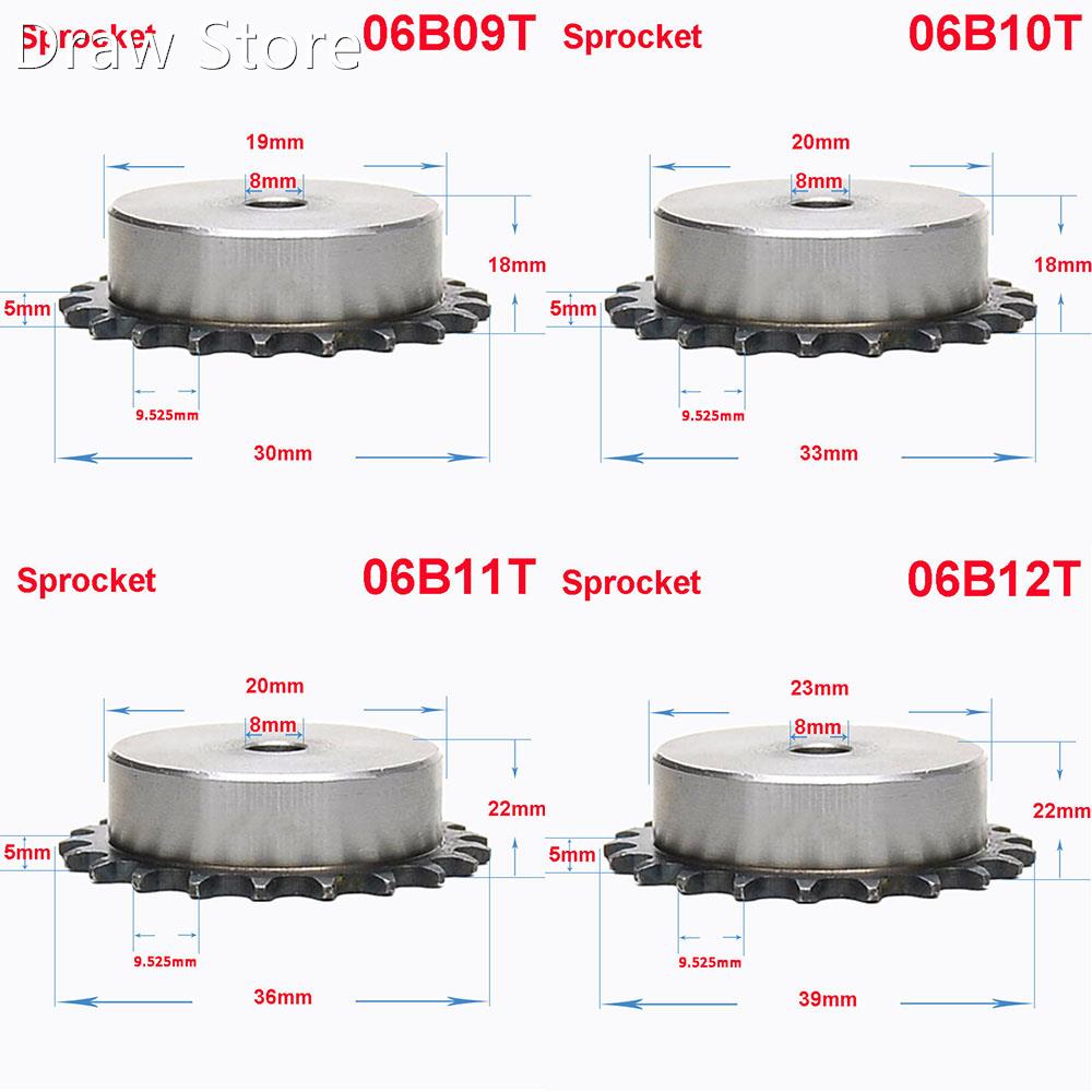 1Pcs 06B 9 Teeth To 24 Teeth Sprocket Wheel Chain Gear Indus