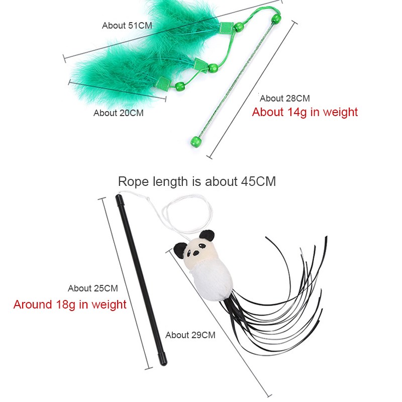 1PC Cat Kitten Teaser Turkey Feather Interactive Stick Toy W