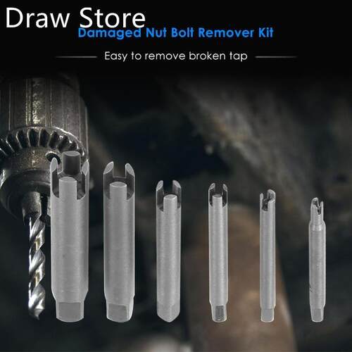 6pcs Damaged Nut Bolt Remover Kit Stud Extractor Bolt Screw