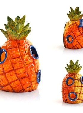 2022 New Aquarium Ornament Resin Pineapple House Crab Restau