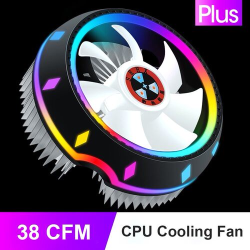 Universal CPU Cooler Fan 100mm Efficient Cooling RGB LED Qui