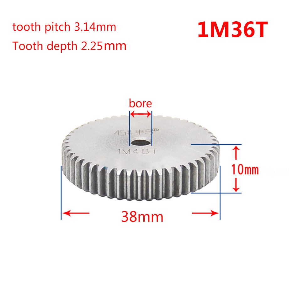 1 Modulus 36 Teeth Spur Gear 45# Steel Motor Gear Wheel No q