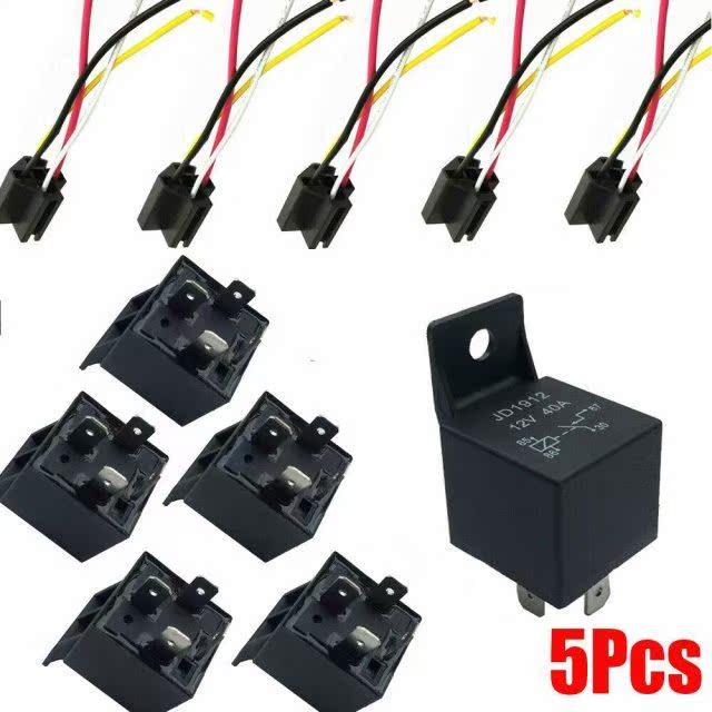 5Pcs 12V 40 Amp 4 Pin 4 Wires 5 Pin 5 Wires Car SPDT Automot