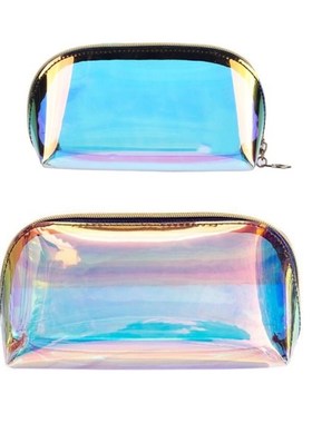 Holographic Makeup Bag Rainbow Iridescent Cosmetic Pouch Cle