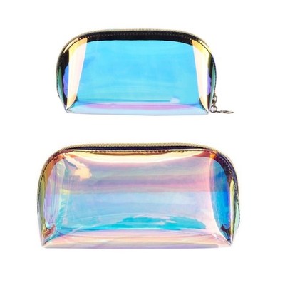 Holographic Makeup Bag Rainbow Iridescent Cosmetic Pouch Cle